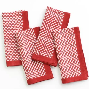 Clearance Pomegranate Inc Red Triangle Napkin | Set of 4