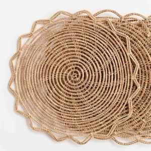 Clearance Pomegranate Inc Round Bamboo Cane Placemats | Set of 4