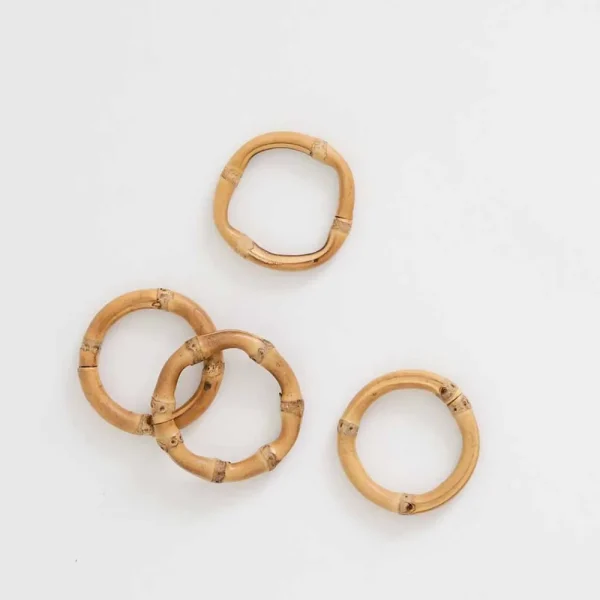 Hot Pomegranate Inc Round Bamboo Napkin Ring | Set of 4