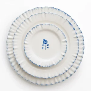 New Pomegranate Inc Ruffled Cobalt Blue Salad Plate | Set of 2