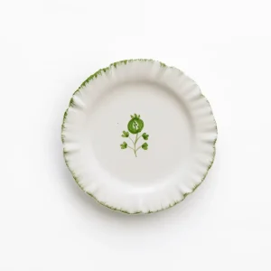 Hot Pomegranate Inc Ruffled Green Appetizer Plate | Set of 4