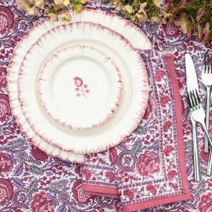 New Pomegranate Inc Ruffled Rose Dinner Plate | Set of 2