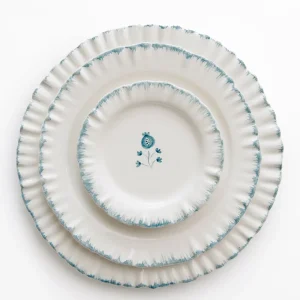 Sale Pomegranate Inc Ruffled Teal Appetizer Plate | Set of 4