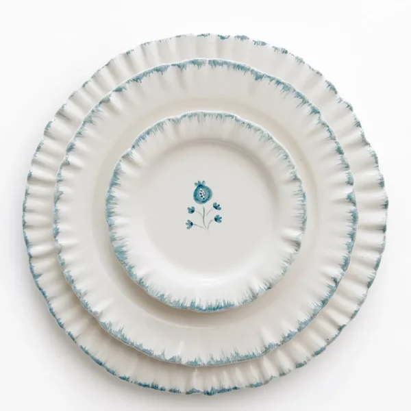 Clearance Pomegranate Inc Ruffled Teal Salad Plate | Set of 2