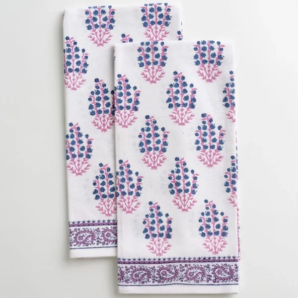 Outlet Pomegranate Inc Sagar Blue & Magenta Tea Towels