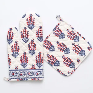 Outlet Pomegranate Inc Sagar Red & Blue Oven Mitt Set