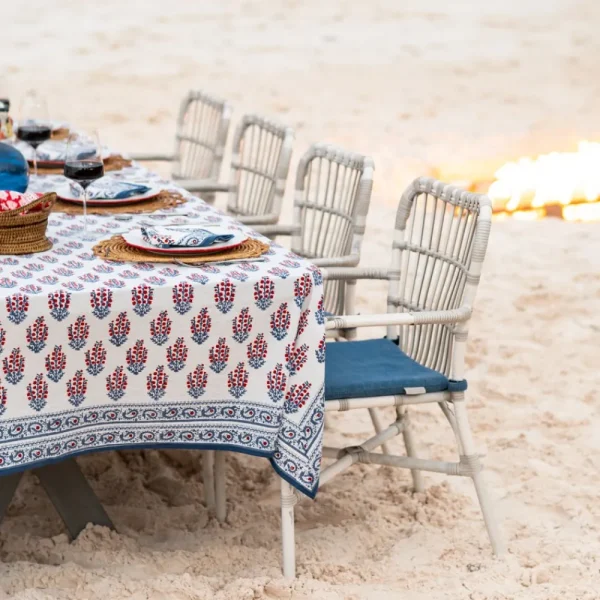 New Pomegranate Inc Sagar Red & Blue Tablecloth