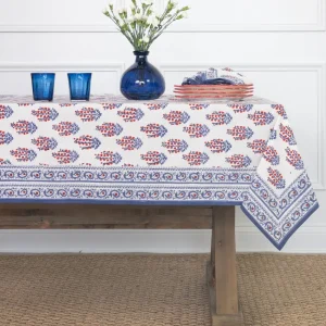 New Pomegranate Inc Sagar Red & Blue Tablecloth