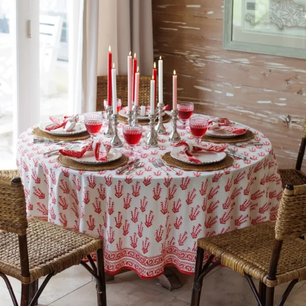 Hot Pomegranate Inc Sagar Red & Pink Tablecloth