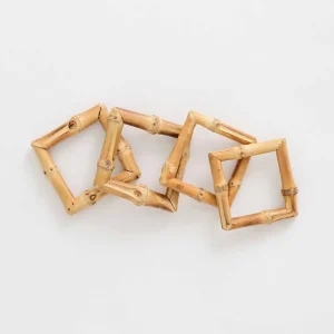 Outlet Pomegranate Inc Square Bamboo Napkin Rings | Set of 4