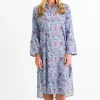 New Pomegranate Inc Taj Floral Blue Shifty Shirtdress