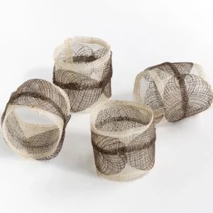 Fashion Pomegranate Inc Taupe Poplar Leaf Napkin Rings | Set of 4