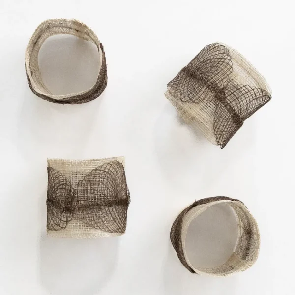 Fashion Pomegranate Inc Taupe Poplar Leaf Napkin Rings | Set of 4