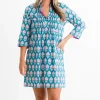 Best Pomegranate Inc Teal Pom Flower Pintuck Shift Dress