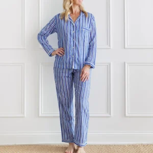 Outlet Pomegranate Inc Watercolor Blue Stripe PJ Set