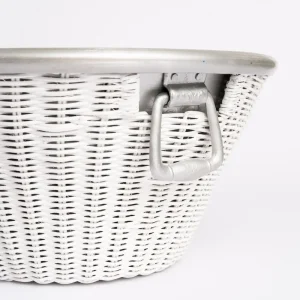 Online Pomegranate Inc White Wicker and Aluminum Ice Bucket with Handles