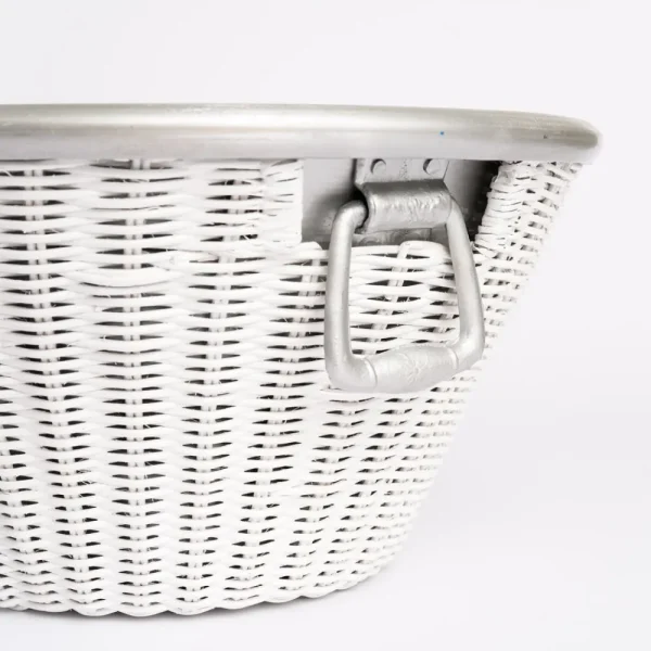 Online Pomegranate Inc White Wicker and Aluminum Ice Bucket with Handles