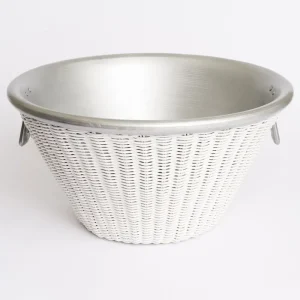 Online Pomegranate Inc White Wicker and Aluminum Ice Bucket with Handles