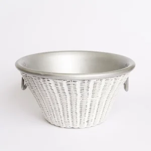 Online Pomegranate Inc White Wicker and Aluminum Ice Bucket with Handles