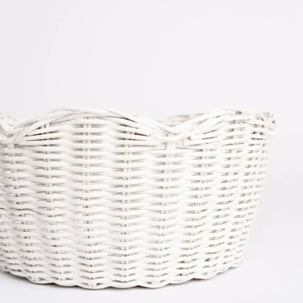 Fashion Pomegranate Inc White Wicker Scalloped Bowl