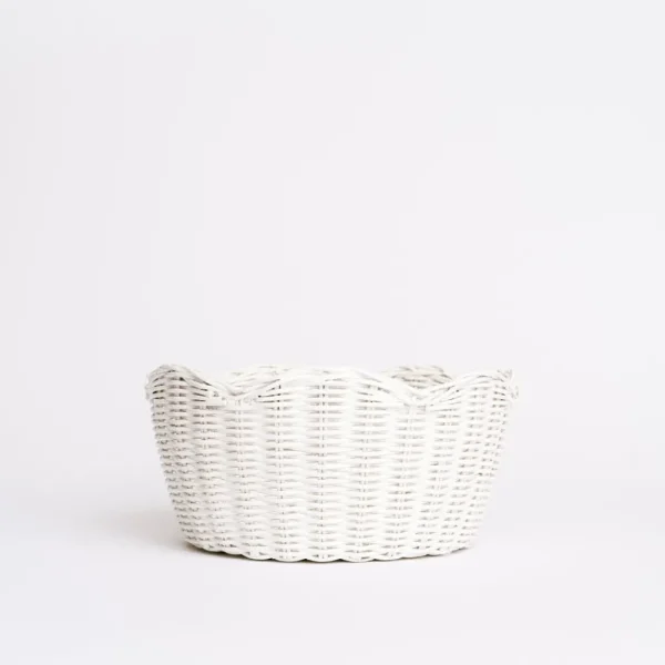 Fashion Pomegranate Inc White Wicker Scalloped Bowl