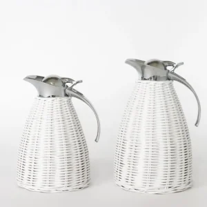 Fashion Pomegranate Inc White Wicker Thermos