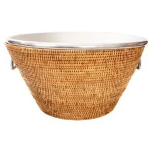 Sale Pomegranate Inc Woven Rattan and Aluminum Ice Bucket with Handles