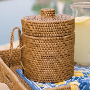 Hot Pomegranate Inc Woven Rattan Lidded Ice Bucket