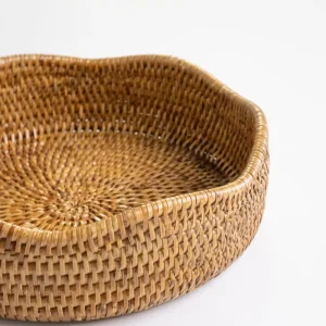 New Pomegranate Inc Woven Rattan Scalloped Bowl