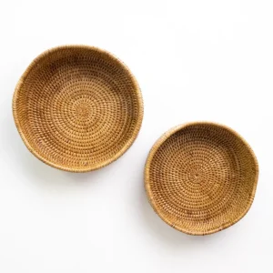 New Pomegranate Inc Woven Rattan Scalloped Bowl