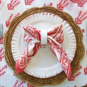 Hot Pomegranate Inc Woven Rattan Scalloped Placemats | Set of 4