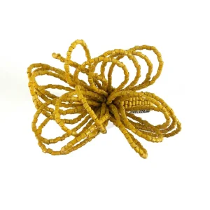 New Pomegranate Inc Yellow Bow Beaded Napkin Ring | Set of 4