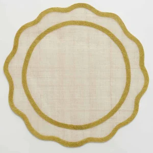 Fashion Pomegranate Inc Yellow Scallop Edge Woven Placemats | Set 4